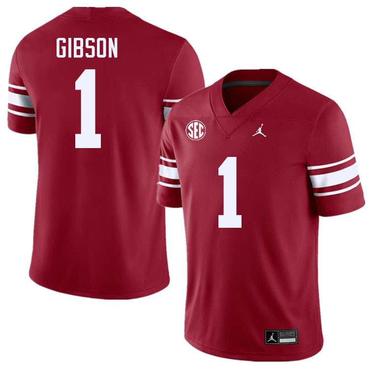 #1 Jayden Gibson Oklahoma Sooners 2024 SEC Conference College Football Jerseys-Throwback